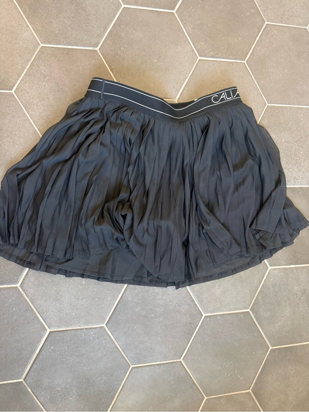 Calla Black Pleated Circle Skirt with Branded Waistband
